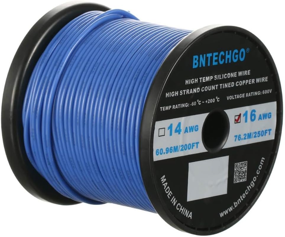 16 Gauge Silicone Wire Spool 500 ft Black Flexible 16 AWG Stranded Tinned Copper Wire Q87349