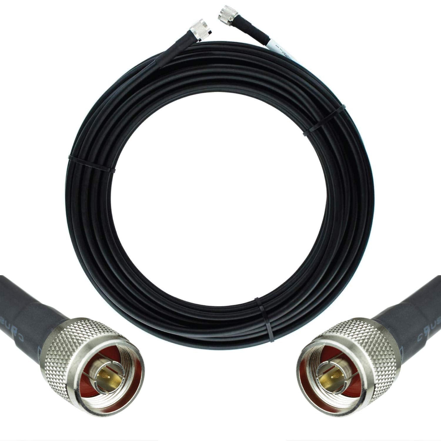Heavy Duty Ultra Low Loss 50ohm Coaxial Cable 100ft Black N Male to N Male P89146