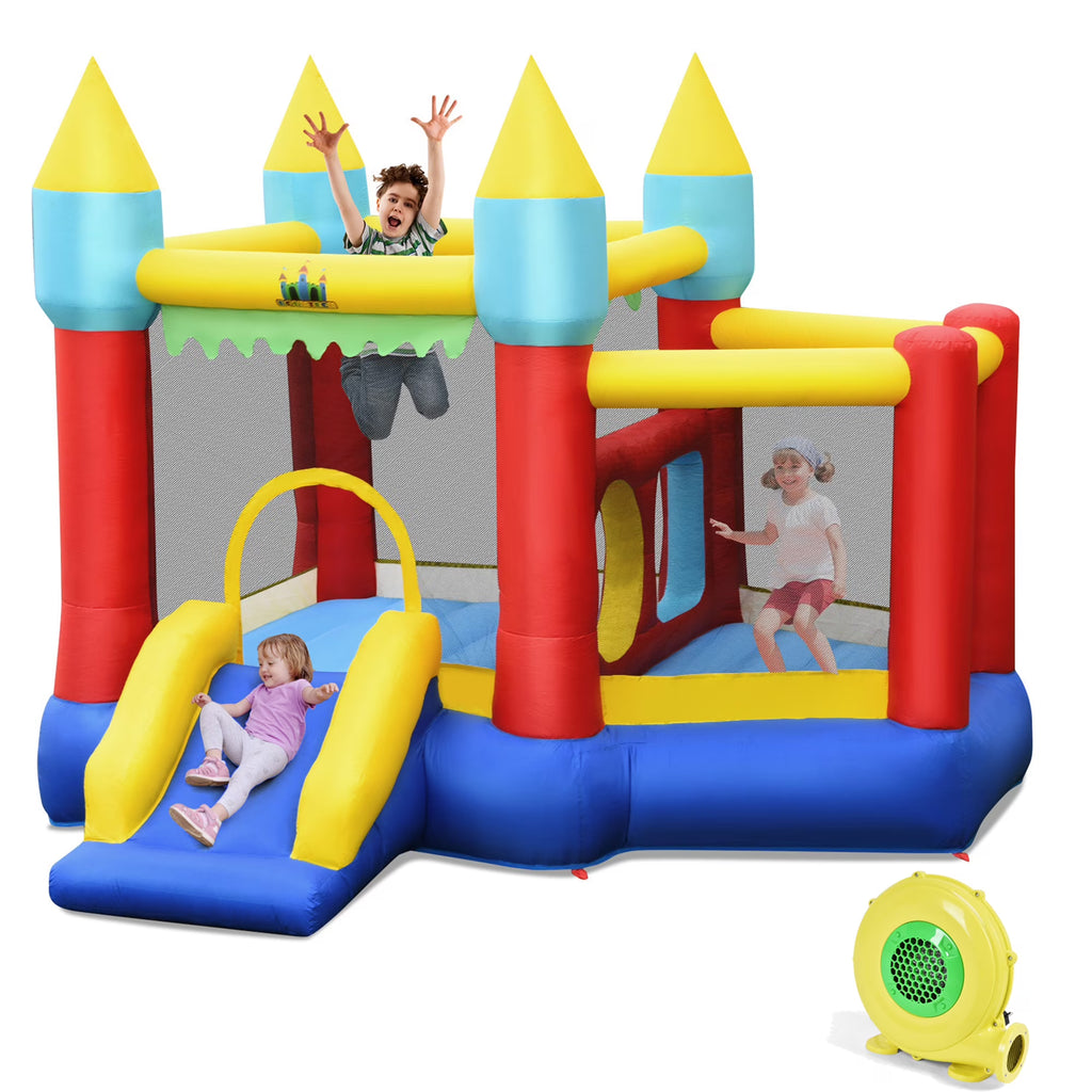 Inflatable Bounce House Slide with Tunnels Ball Pit & 480W Blower S159829