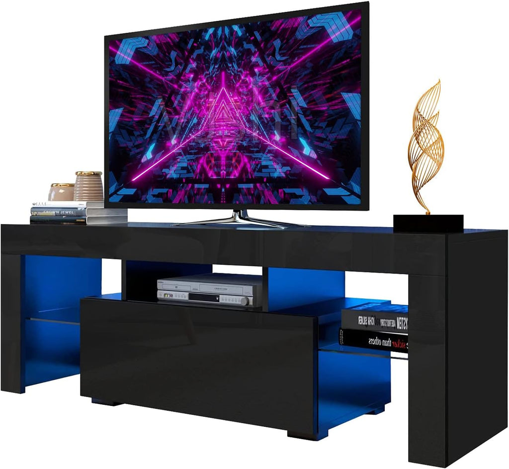 Black LED TV Stand with Storage Drawer F7916