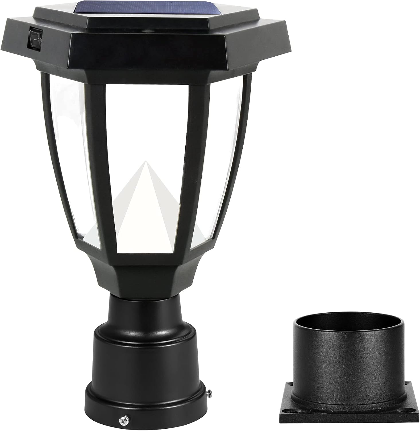 Black Plastic LED Outdoor Post Light Lantern Z498898