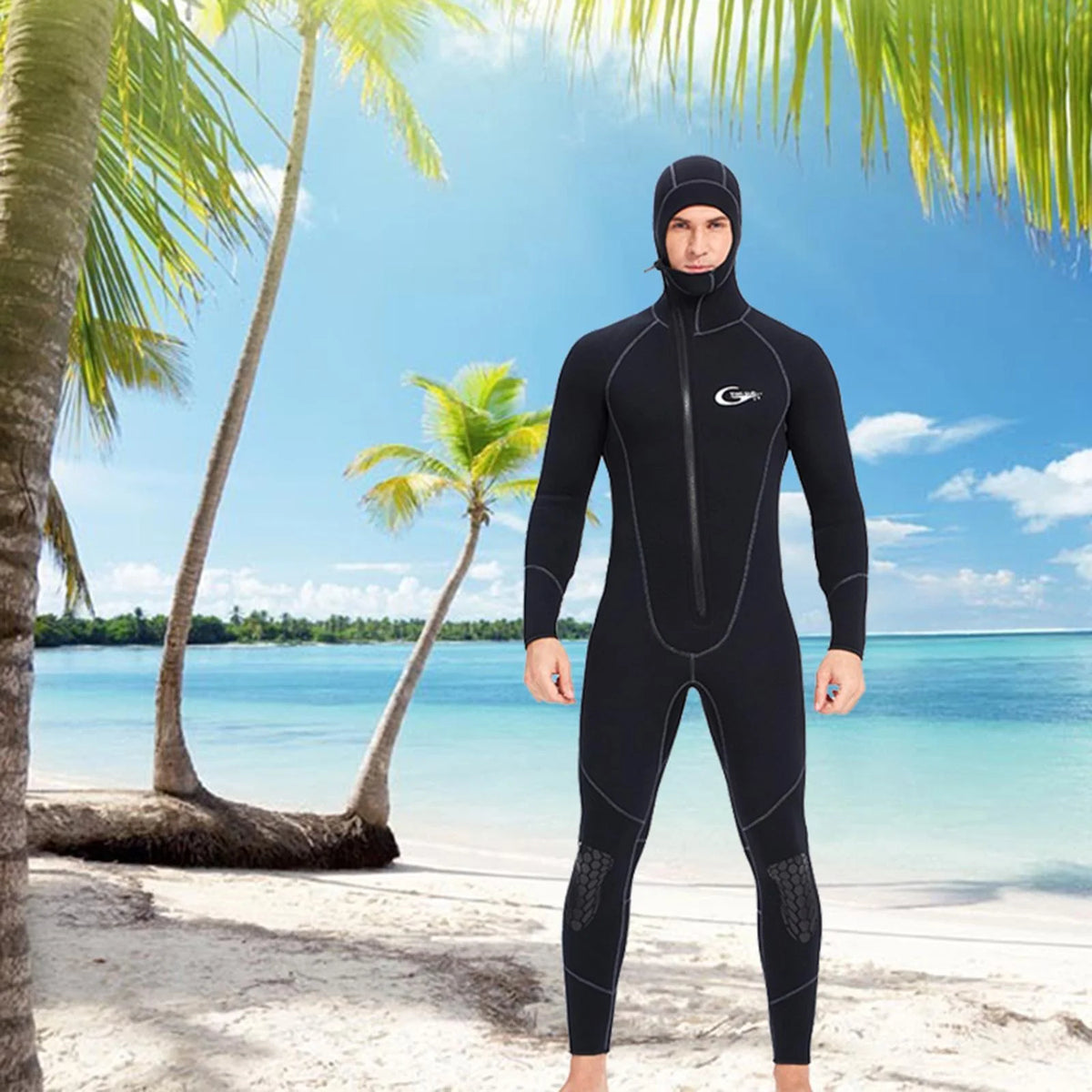 Mens 5mm Hooded Neoprene Scuba Diving Suit XL T389047