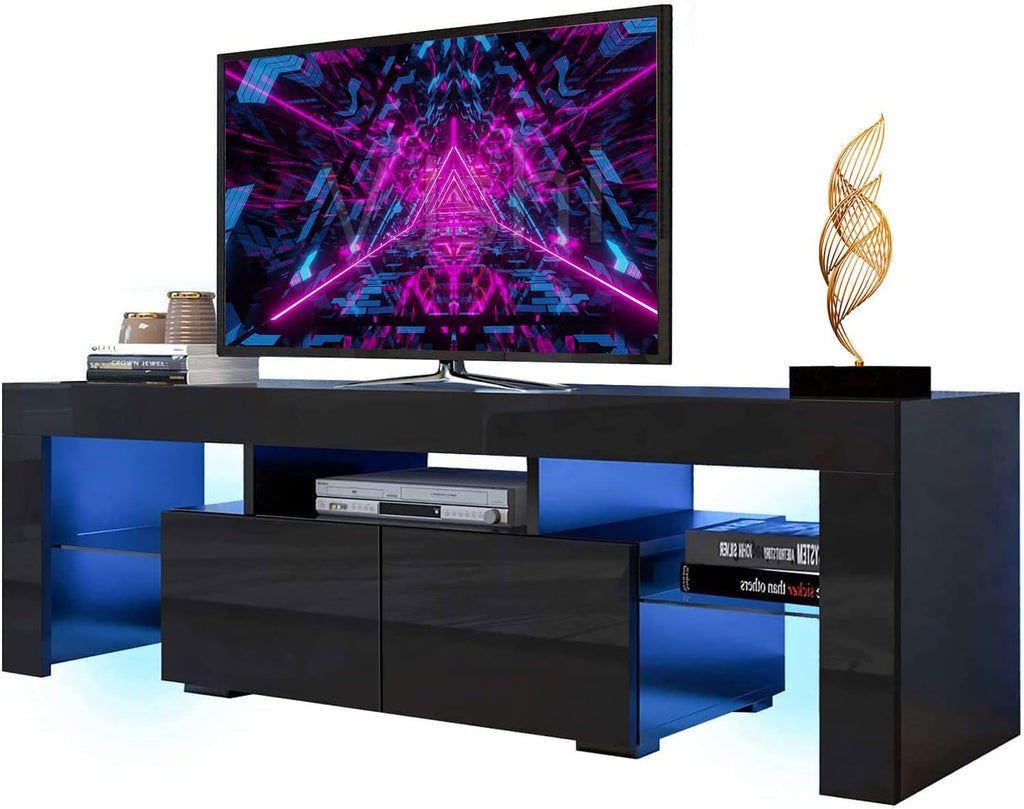 Black LED TV Stand with Storage Drawer F7916