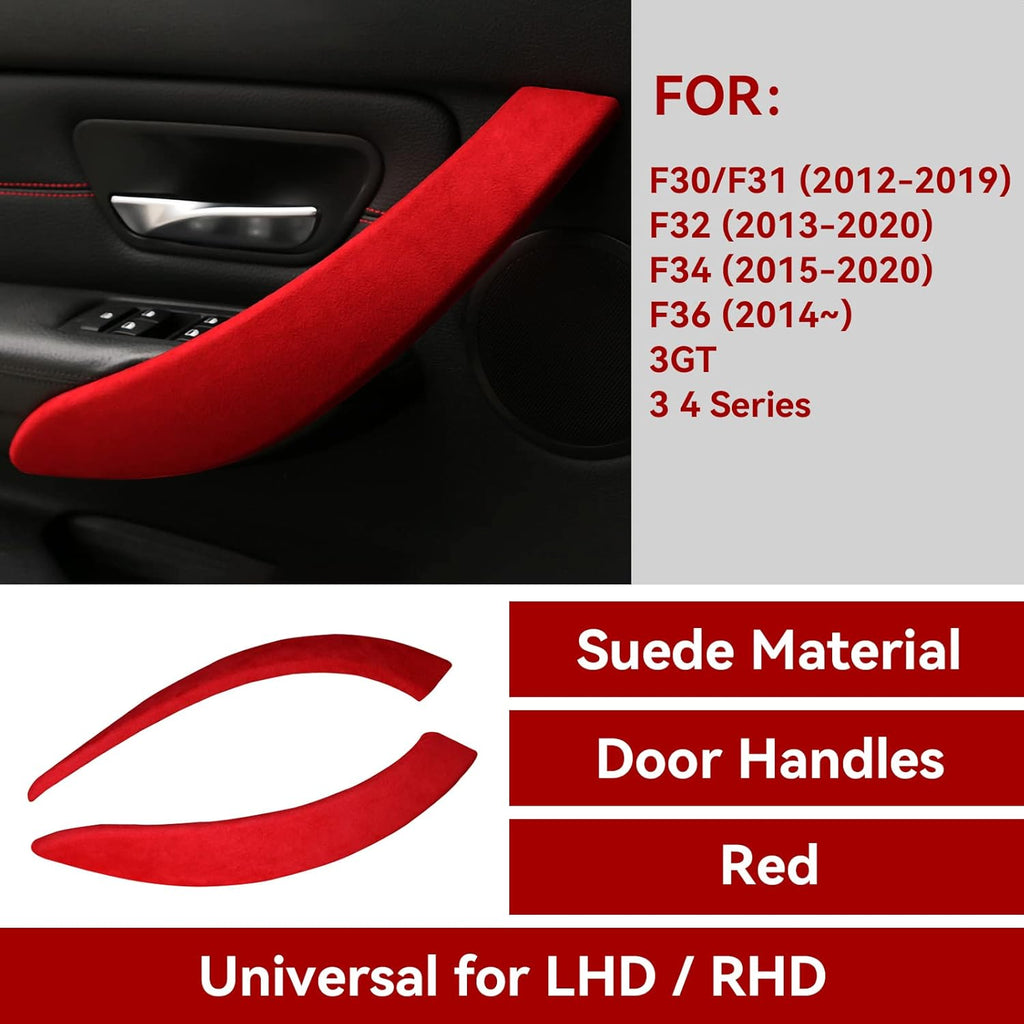 Car Door Handle Panel Cover Trim Sticker Inner Pull Door Handle Decals Red Pack of 2 G20312