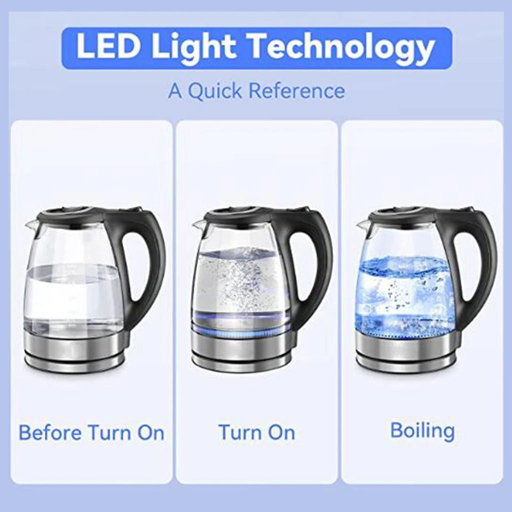 Electric Kettle 1.7L Glass with Auto Shut-Off Y8358