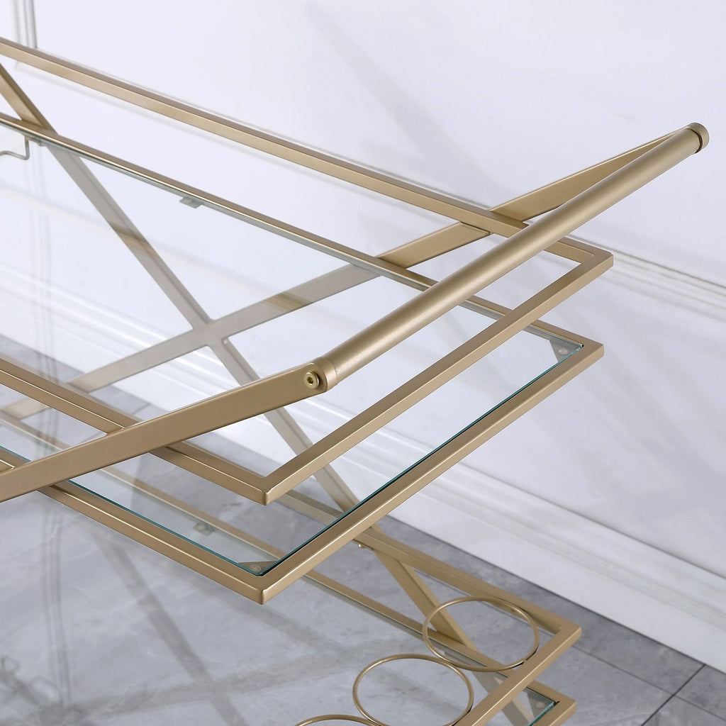 Gold Geometric Metal Bar Cart C534
