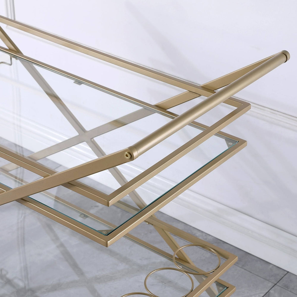 Gold Geometric Metal Bar Cart C534