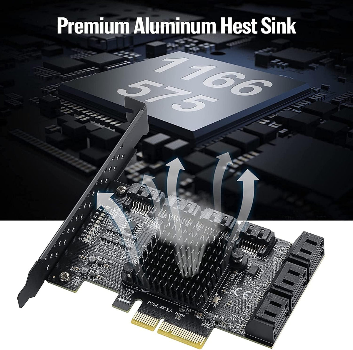PCIE 4X SATA Card 10 Ports, 6 Gbps SATA 3.0 Controller PCIe Expansion Card, Non-Raid, with Low Profile Bracket and 10 SATA Cables Q713