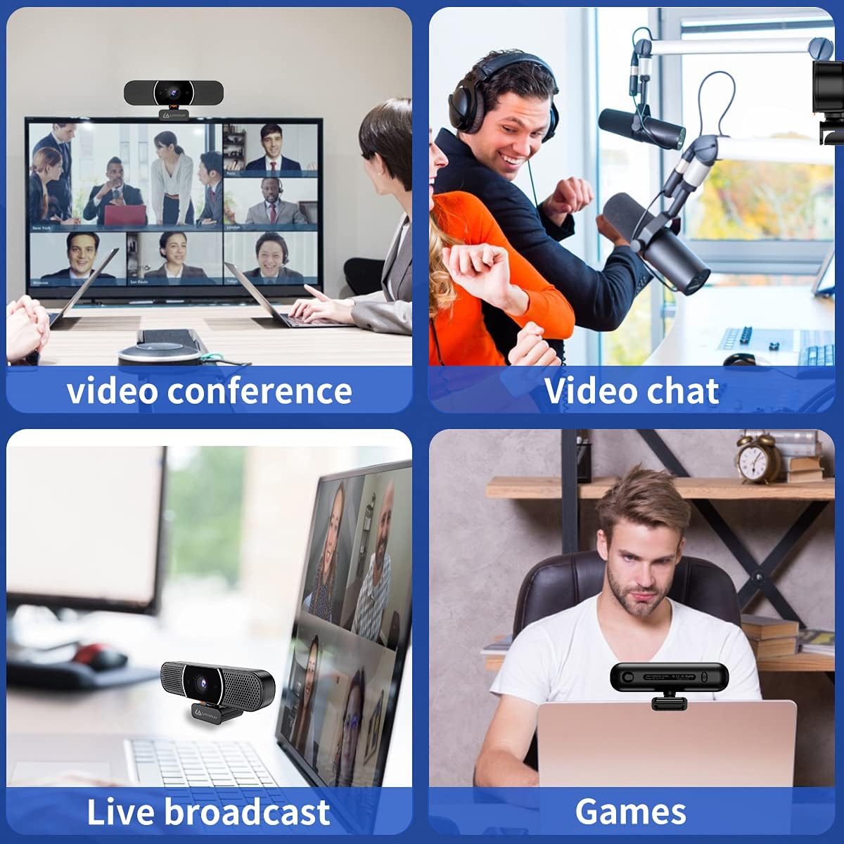 3 in 1 HD 1080p Webcam with Microphone and Speakers, Pack of 2 V283