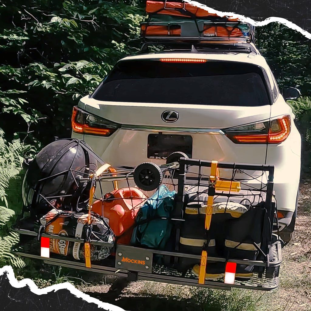 Cargo Carrier Hitch Mount Cargo Basket with Foldable Raise Arm I7867