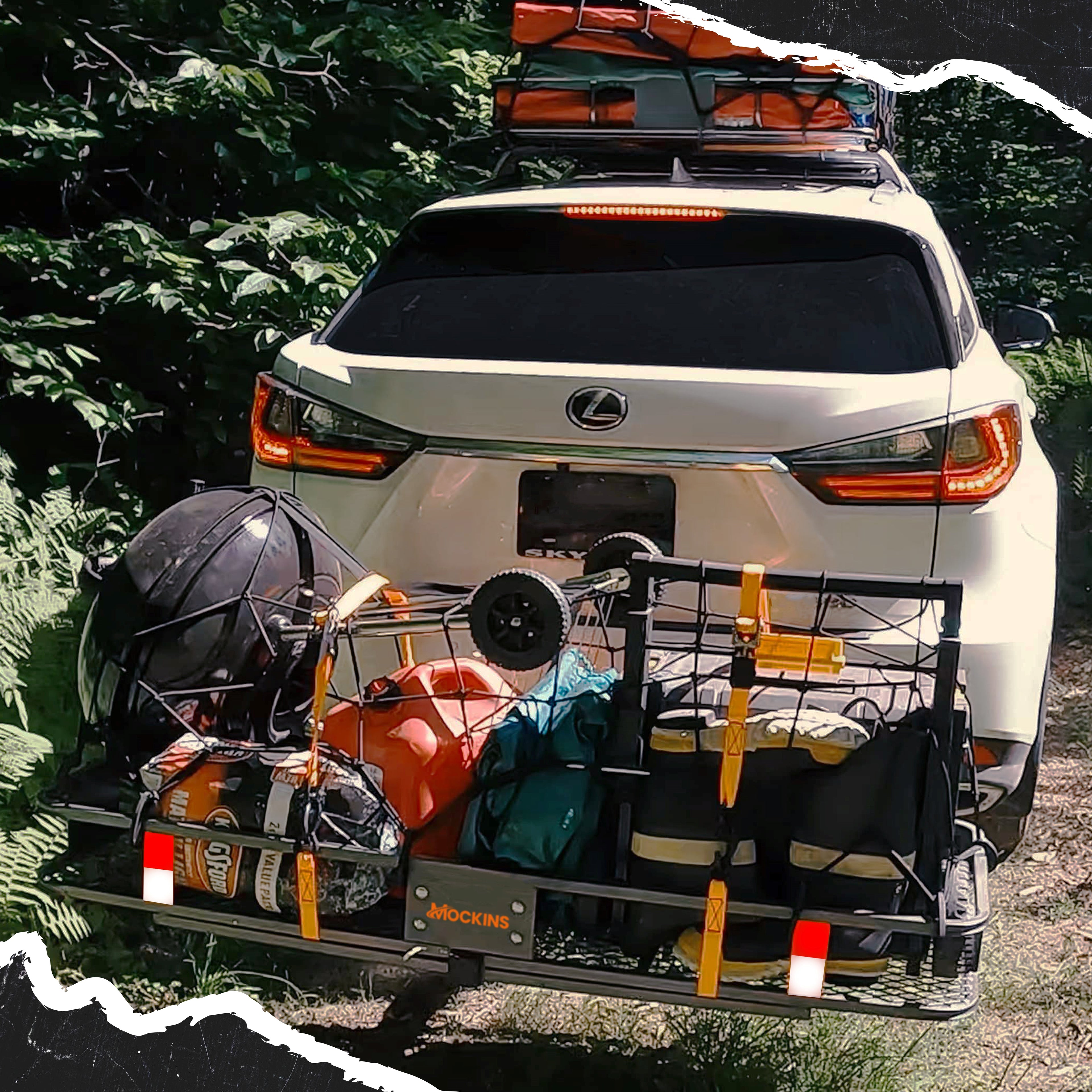 Cargo Carrier Hitch Mount Cargo Basket with Foldable Raise Arm I7867