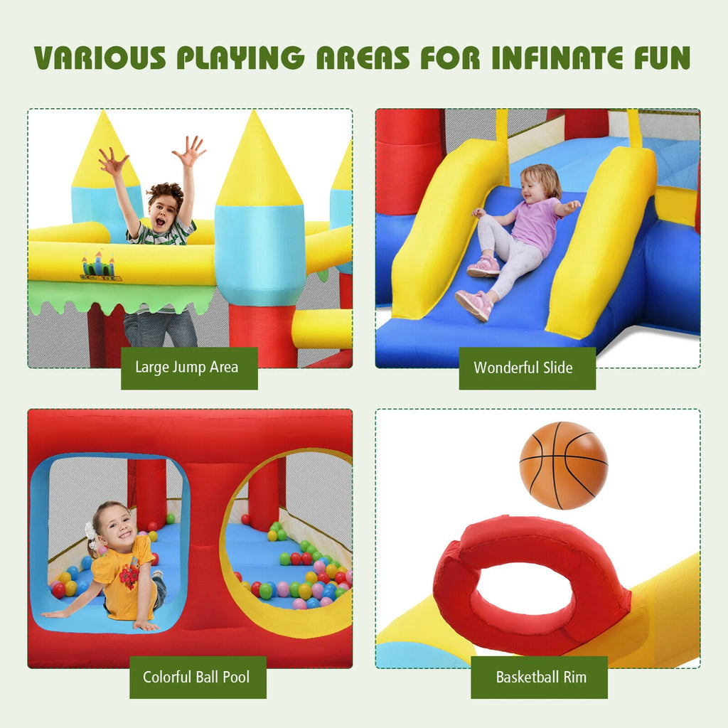 Inflatable Bounce House Slide with Tunnels Ball Pit & 480W Blower S159829