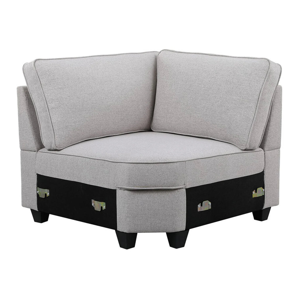 Dark Gray Linen 7Pc Modular Sectional Sofa Chaise and Ottoman I78123