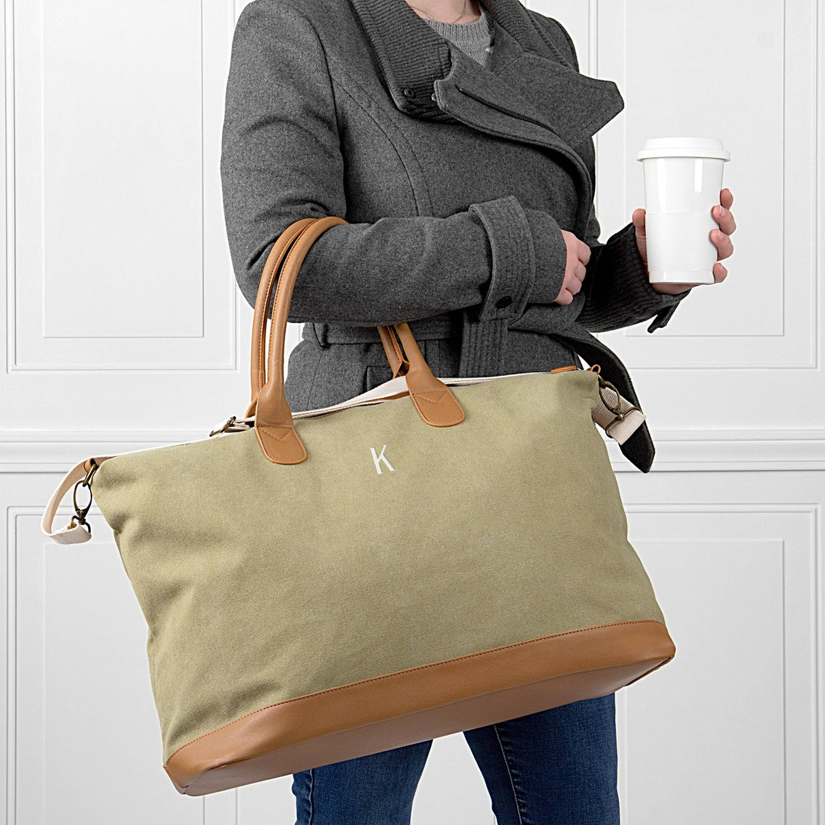 Green Washed Canvas Weekender X7172