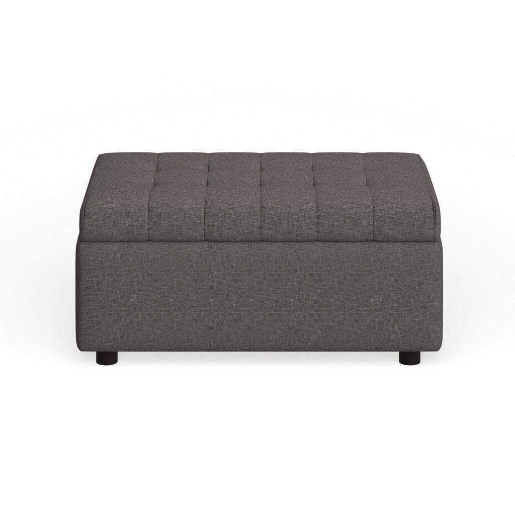 Grey Linen Rectangular Storage Ottoman M9937