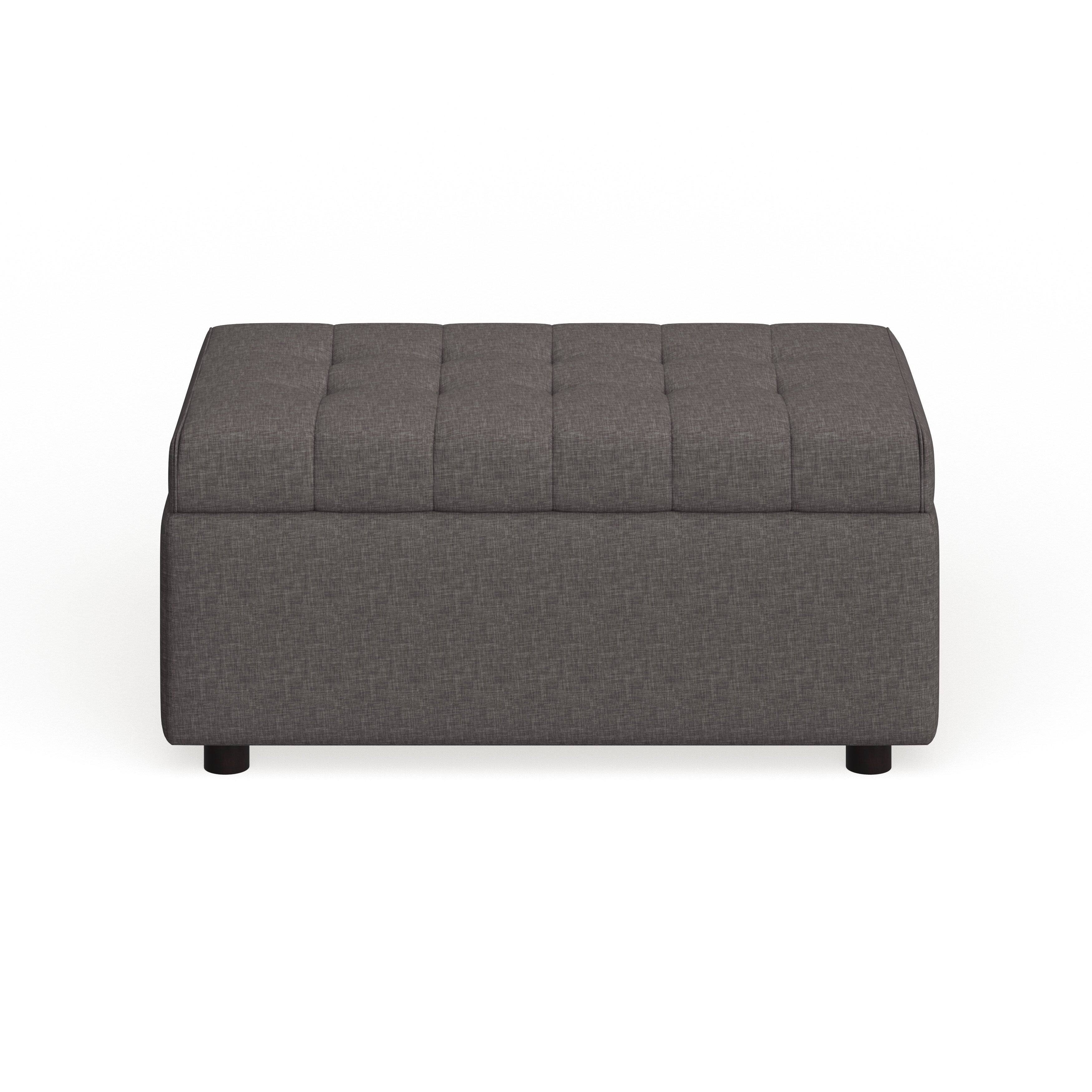 Grey Linen Rectangular Storage Ottoman M9937