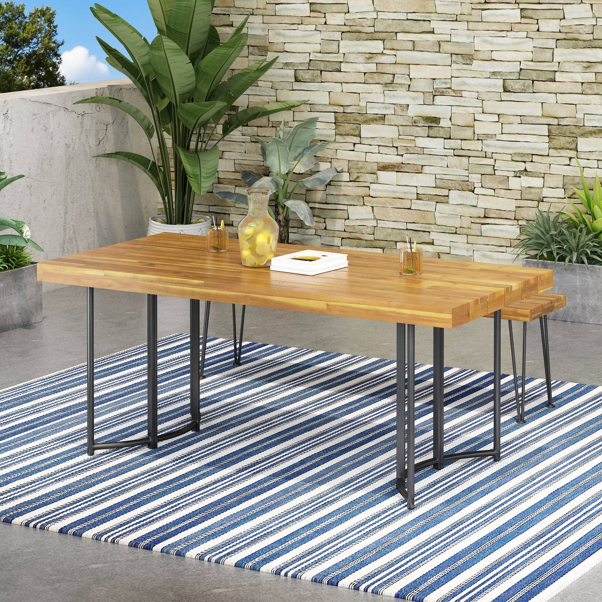 Teak Black Acacia Wood Dining Table K7244