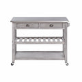 Storm Gray Wire-Brush Kitchen Cart with Stainless Steel Top A648343