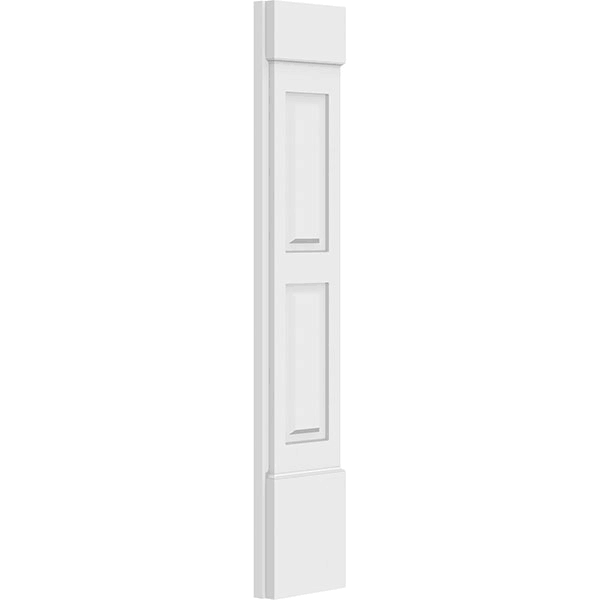 Two Equal Raised Panel PVC Pilaster with Capital and Base (Pair) S4580