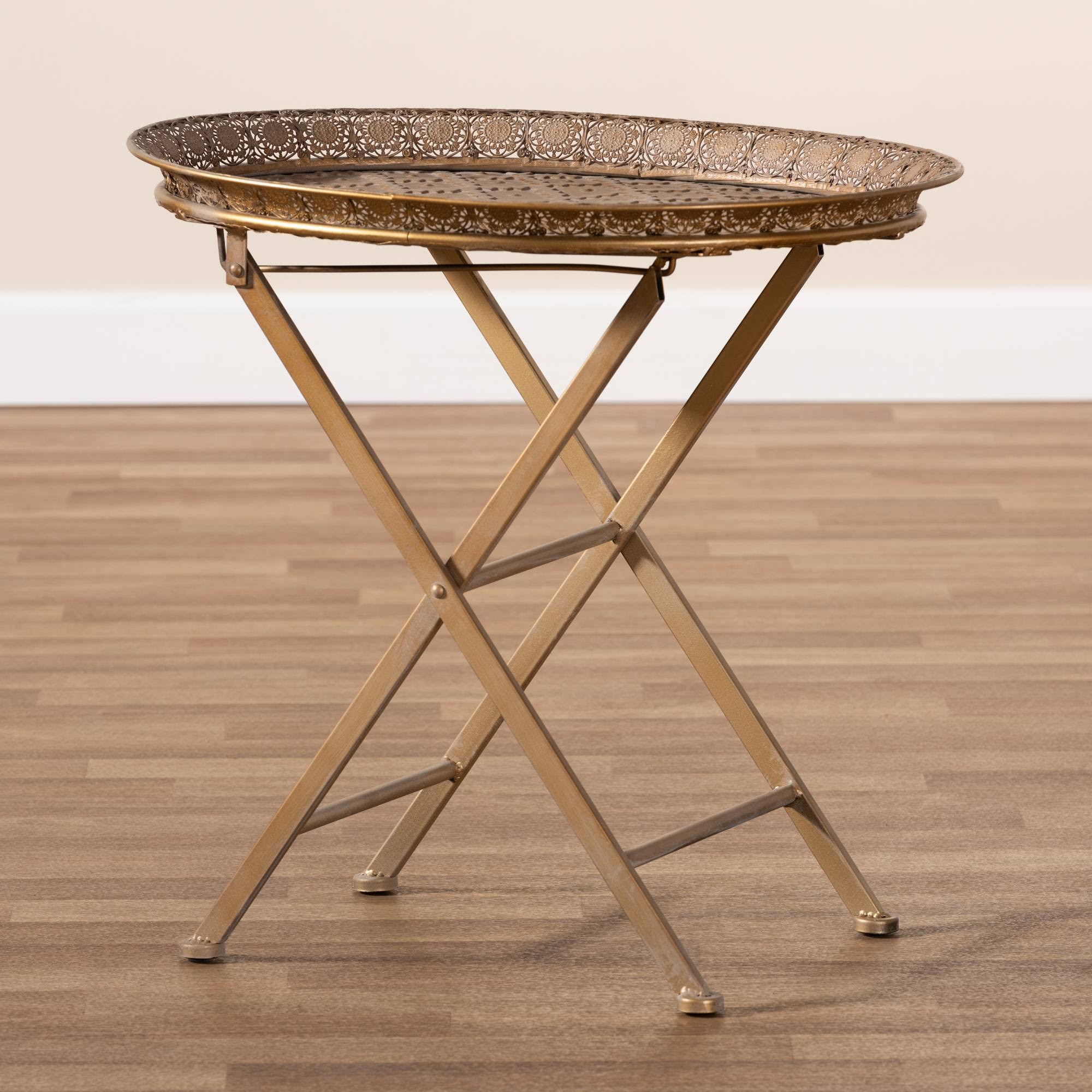 Gold-Tone Metal Folding Tray Table D3220