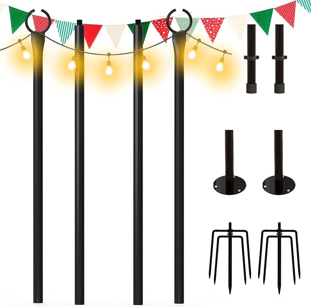 String Light Poles 2PCS 9FT Weather Resistant Stainless Steel C517004
