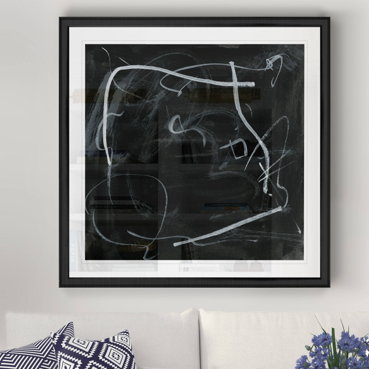 Black Framed Print 22 x 22 Gold O4317