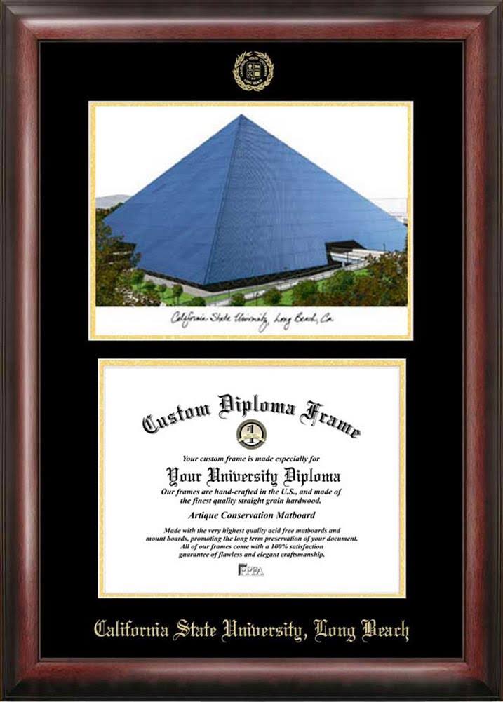 Gold Embossed Diploma Frame with Campus Images Lithograph X991758