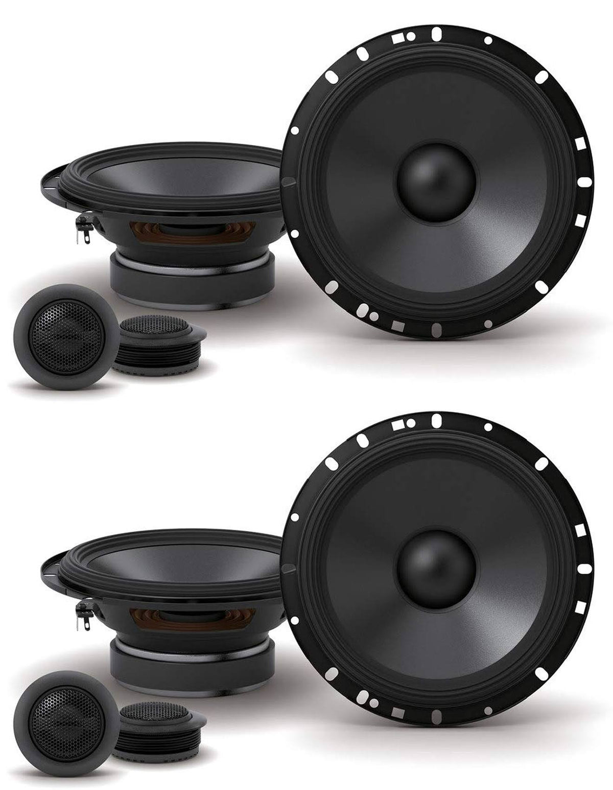 2 Pairs 6.5x22 Car Audio Component Speakers with Tweeters F246403