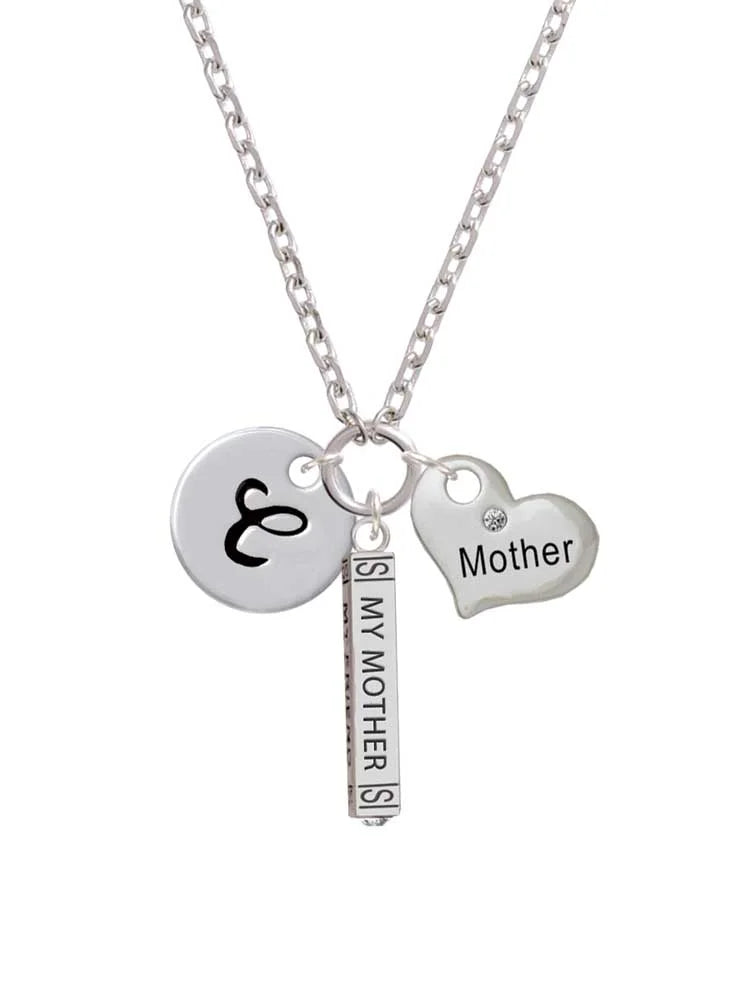 Silvertone Script Letter C Disc Zoe Necklace K895