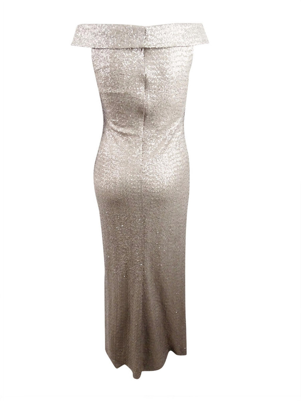 Off-The-Shoulder Sequin Gown V26684