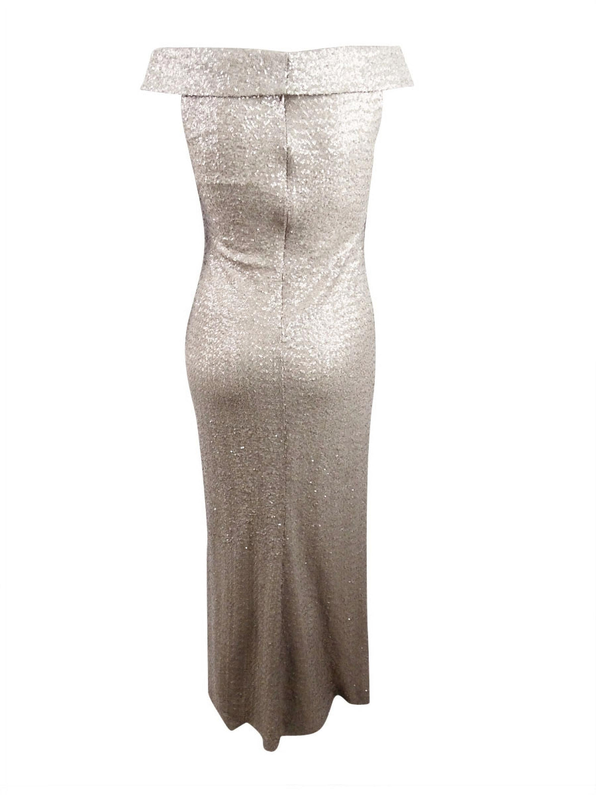 Off-The-Shoulder Sequin Gown V26684