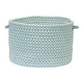 Sea Blue and White Handmade Braided Round Storage Basket D8596