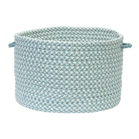 Sea Blue and White Handmade Braided Round Storage Basket D8596