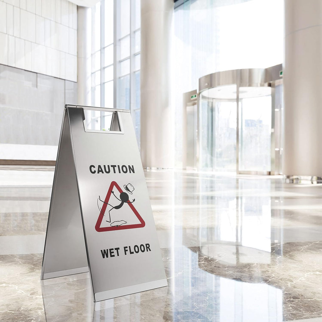Stainless Steel Wet Floor Caution Sign Z542
