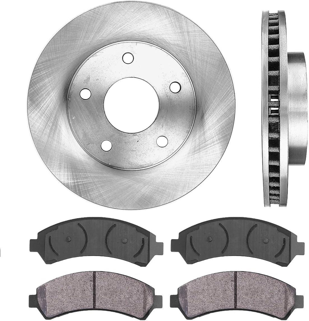 5 Lug Brake Disc Rotors and Ceramic Brake Pads with Clips E347