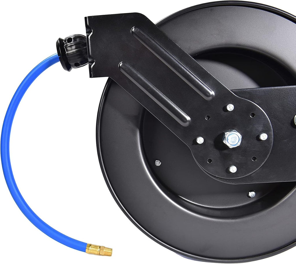 Heavy Duty Retractable Air Hose Reel Wall Mount 3/8" Hybrid Hose R647835