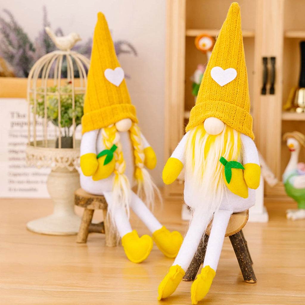 Yellow Knitted Faceless Doll Lemon Hanging Leg Doll R269