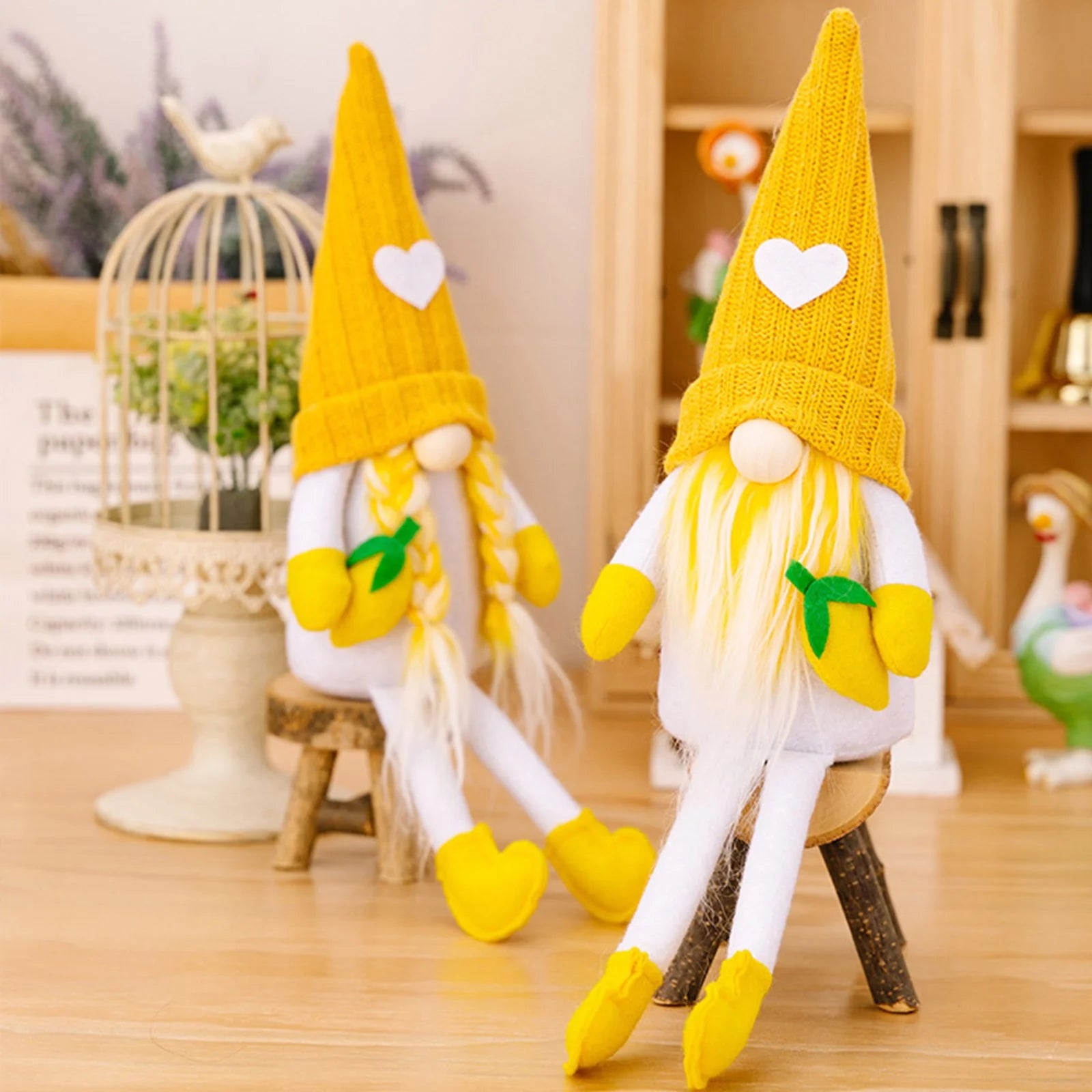 Yellow Knitted Faceless Doll Lemon Hanging Leg Doll R269