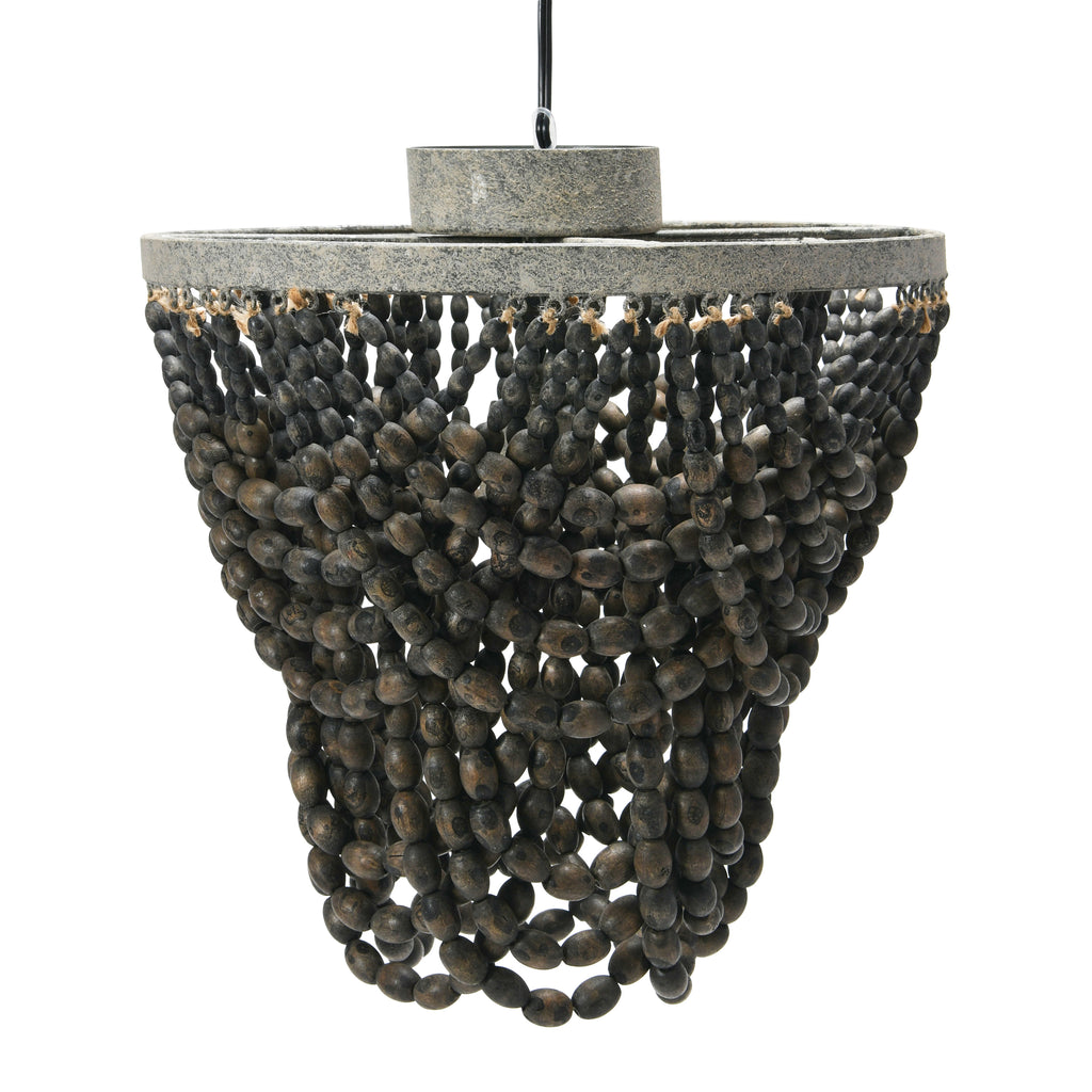 2-Tier Wood Bead Semi-Flush Mount Ceiling Light J7116
