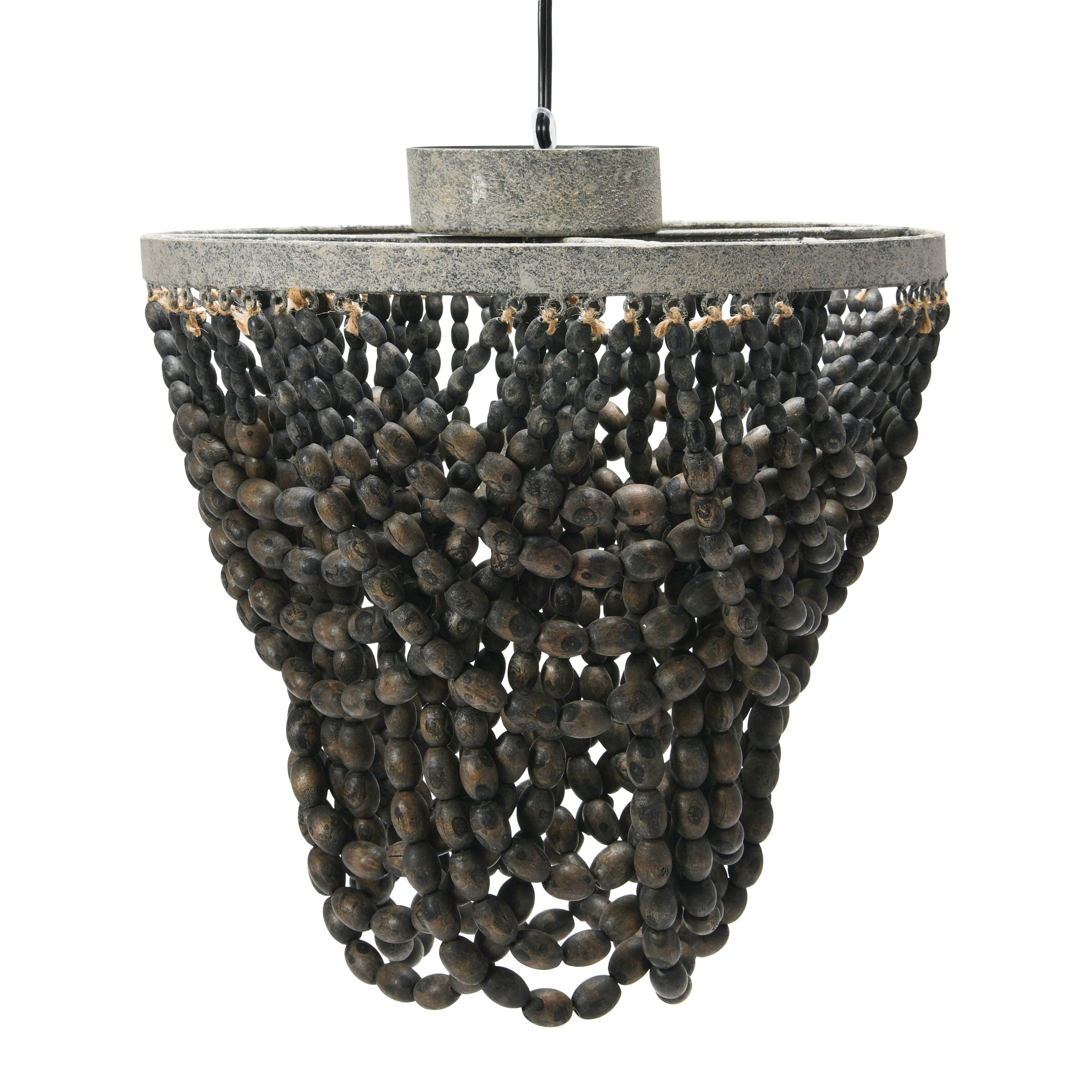 2-Tier Wood Bead Semi-Flush Mount Ceiling Light J7116