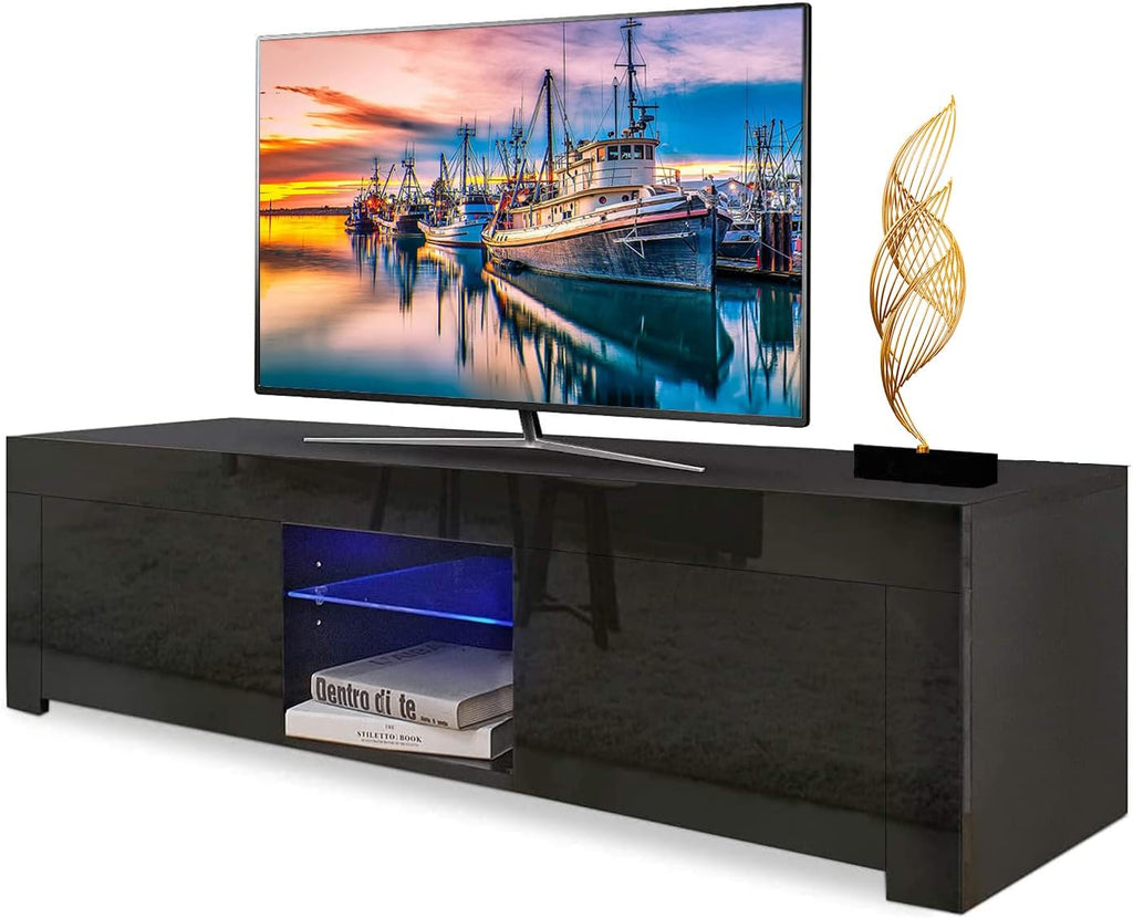 Black LED TV Stand with Storage Drawer F7916