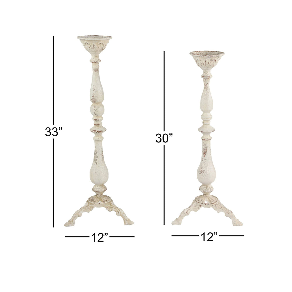 Vintage White Metal Candle Holders, Set of 2 K59240