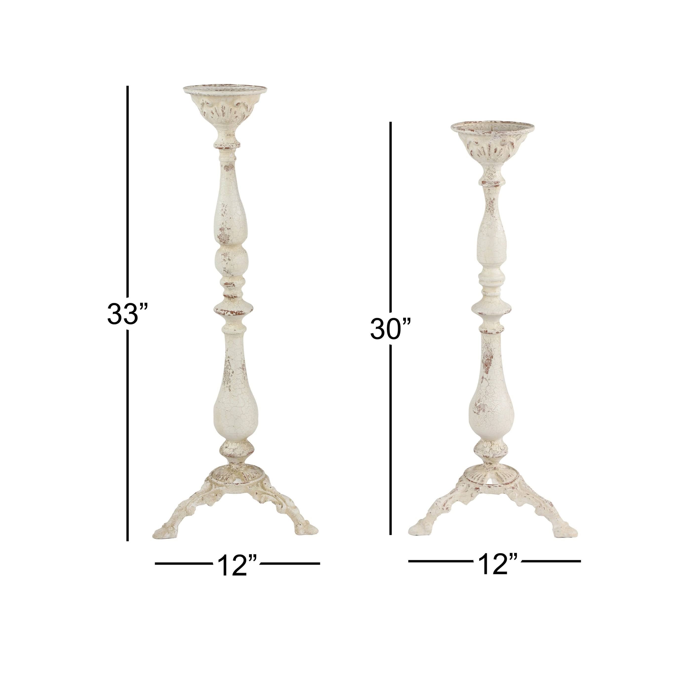 Vintage White Metal Candle Holders, Set of 2 K59240