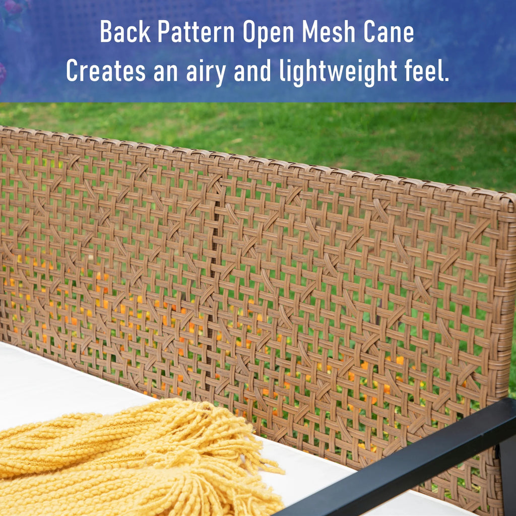 4-Piece Outdoor Conversation Set, All Weather Wicker & Steel Frame, Yellow & Black R355687