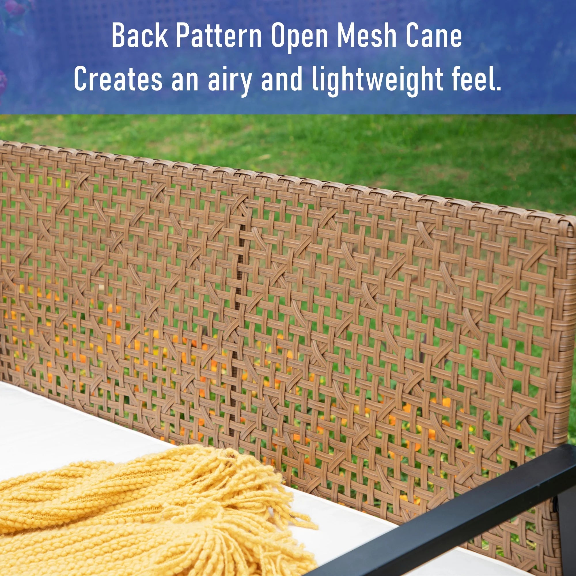 4-Piece Outdoor Conversation Set, All Weather Wicker & Steel Frame, Yellow & Black R355687