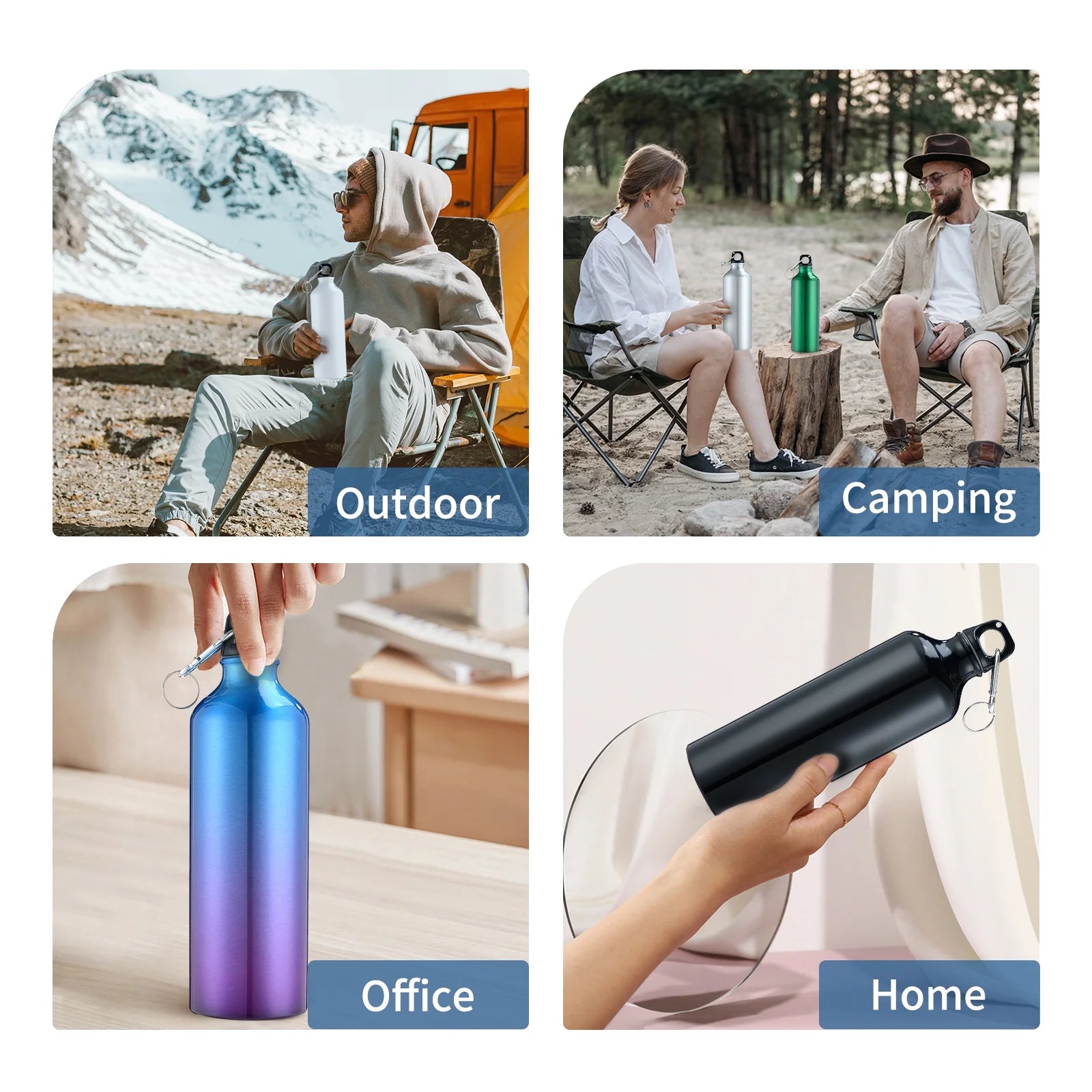 750Ml Portable Aluminum Bottle With Carabiner M847271