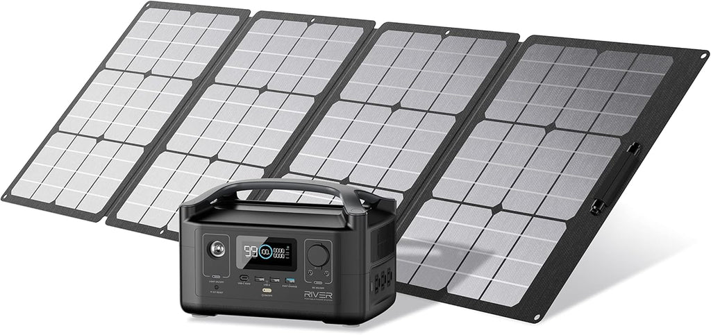 Portable Power Station 288Wh with 110W Solar Panel, 3 600W AC Outlets O78865