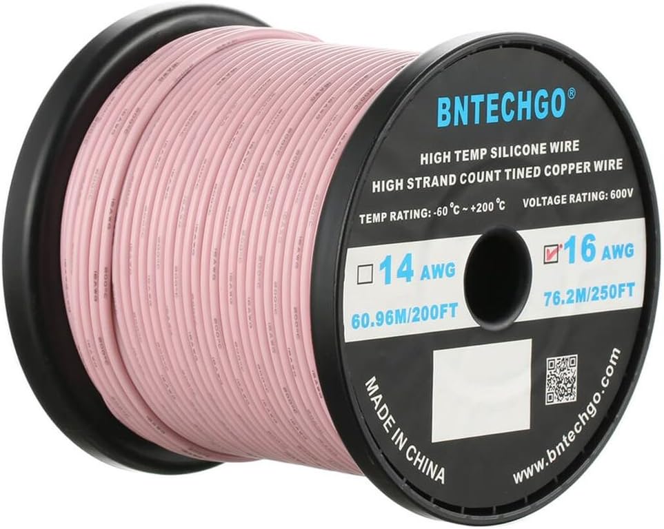 16 Gauge Silicone Wire Spool 500 ft Black Flexible 16 AWG Stranded Tinned Copper Wire Q87349