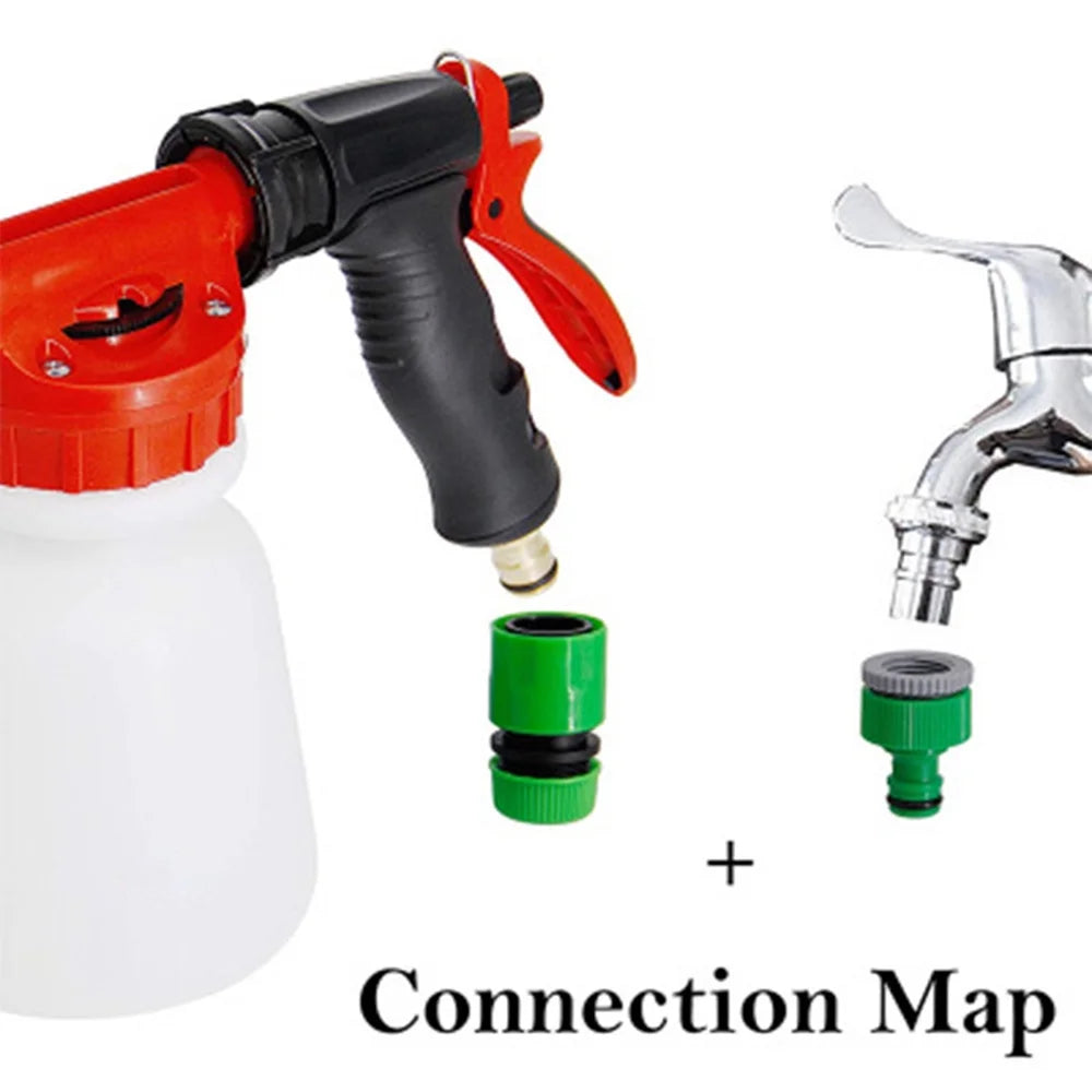 Car Wash Foam Sprayer Nozzle Kit with 1 Liter Bottle Universal Connectors P189