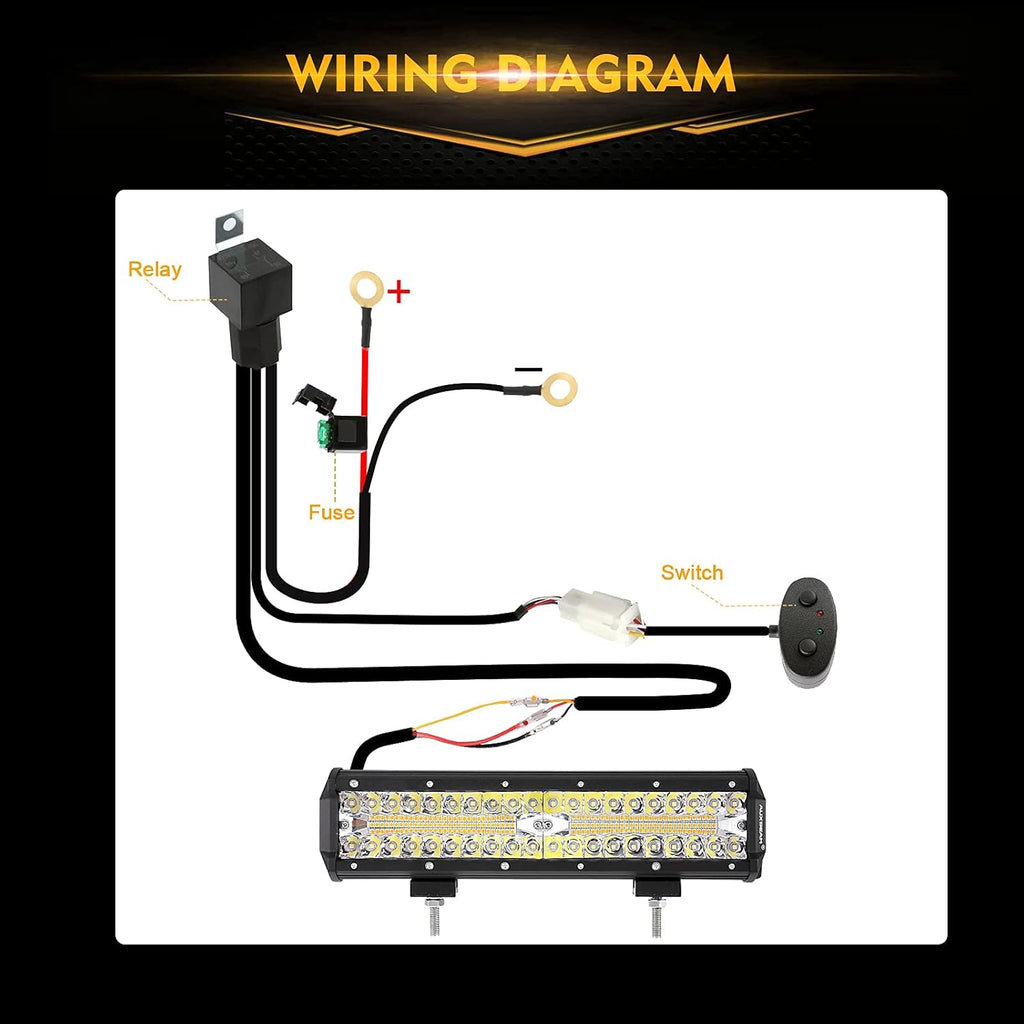 LED Amber Light Bar 12Inch 300W Spot Flood Combo Dual Color Offroad Light Bar Pack of 2 B374900